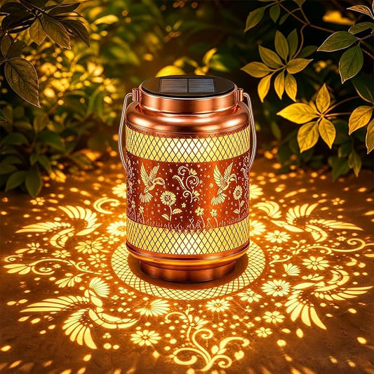 Solar Lanterns Outdoor Garden Decor- Solar Lights Waterproof Hummingbird Decorative Hanging Metal Lights Gardening Gift for Outside Yard, Patio, Backyard, Farm, Gifts for Women Mom