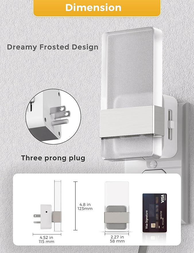 L LOHAS LED Night Light, Night Lights Plug Into Wall [2 Pack], Dusk-to-Dawn Sensor Decorative Night Light, 0-100LM Dimmable Nightlight, LED Acrylic Bright Nightlights for Bathroom, Hallway, Kitchen