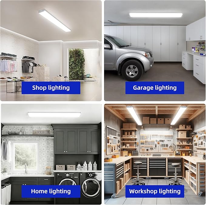 hykolity 2 Pack 4FT LED Wraparound Light, 40W, 4400lm, 4000K, [2-lamp 32W Fluorescent Equiv.], 4 Foot LED Wrap Light Fixture, Flush Mount Office Ceiling Light for Garage, Office, Kitchen, ETL Listed