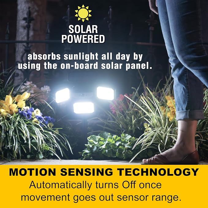 Bionic Floodlight Solar Light Outdoor Waterproof Patio Light Motion Sensor Outdoor Lights w/ Remote Control 3 Heads Wall Lights - Wireless, 50% Brighter-108 COB LED For Lawn, Garden, As Seen On TV
