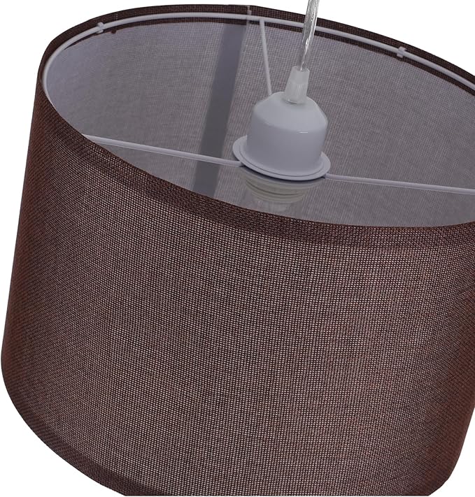 2 Pack Plug in Pendant Light, Hanging Light with 15Ft Clear Cord, On/Off Switch, Coffee Fabric Lamp Shade, Hanging Light Fixture for Bedroom, Kitchen