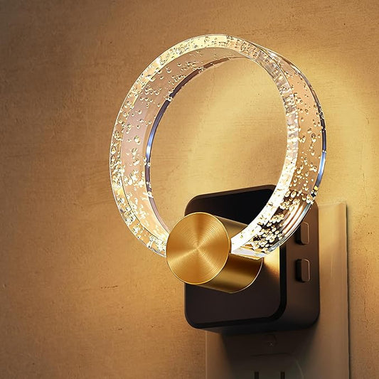 L LOHAS LED Night Lights Plug into Wall, Plug in Night Light with Light Sensor, 3000K Soft White, 0-100LM Brightness Adjustable, Bubble Nightlight for Bathroom Bedroom Hallway