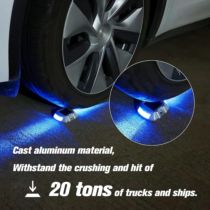 VOLISUN Solar Deck Lights Driveway Dock Lights, 12-Pack Led IP68 Waterproof Outdoor Warning Step Lights for Driveway Sidewalk Garden Pathway Yard (Blue, Auto On/Off