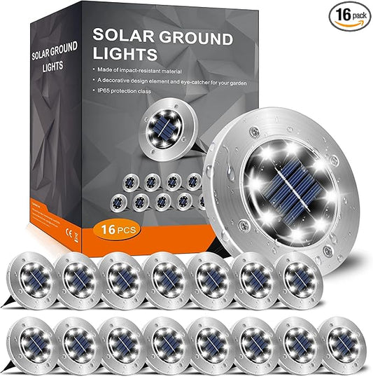 INCX 4.6 inch Solar Lights Outdoor Waterproof, 16 Pack Solar Light for Outside, Garden Lights Landscape Lighting for Patio Pathway Lawn Yard Deck Driveway Walkway, Cold White