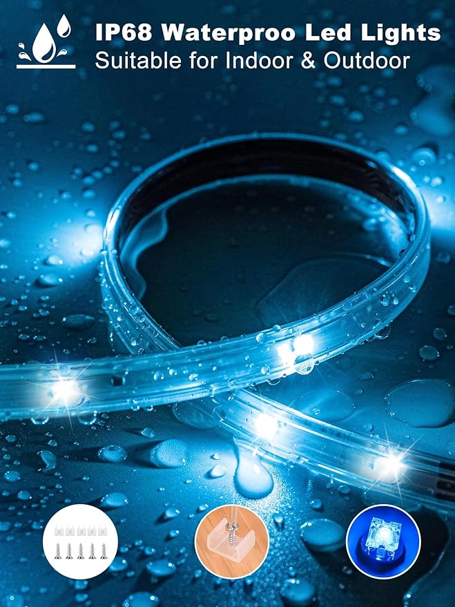 Ledagic Outdoor Led Strip Lights Waterproof 200ft (2*100ft), Ip65 Outside Led Light Strip Waterproof with Remote and App Control, Exterior Led Rope Lights Music Syne RGB Strip Lights for Bedroom Decor