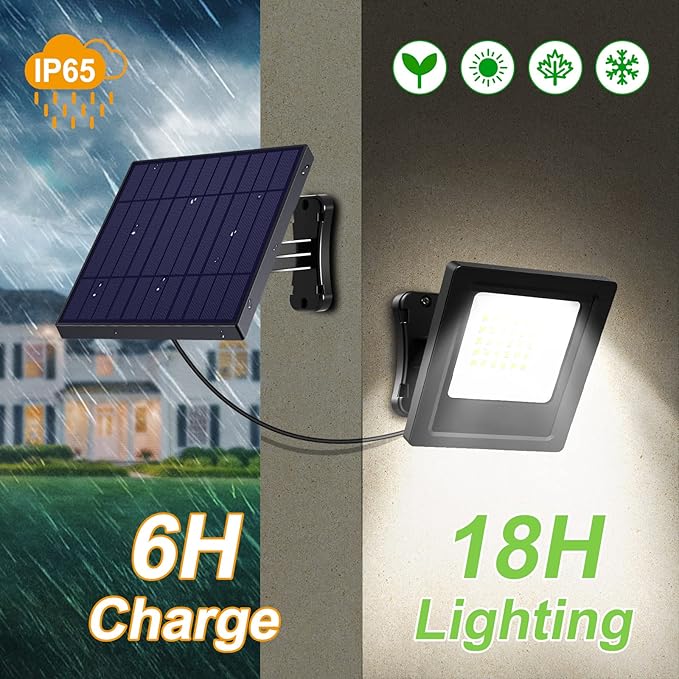 Lightonight Solar Lights Outdoor 1 Pack with Stake, 6500K Cool White | Waterproof Flood Light outdoor, Dusk to Dawn Security Lighting for Porch Patio Yard Garage