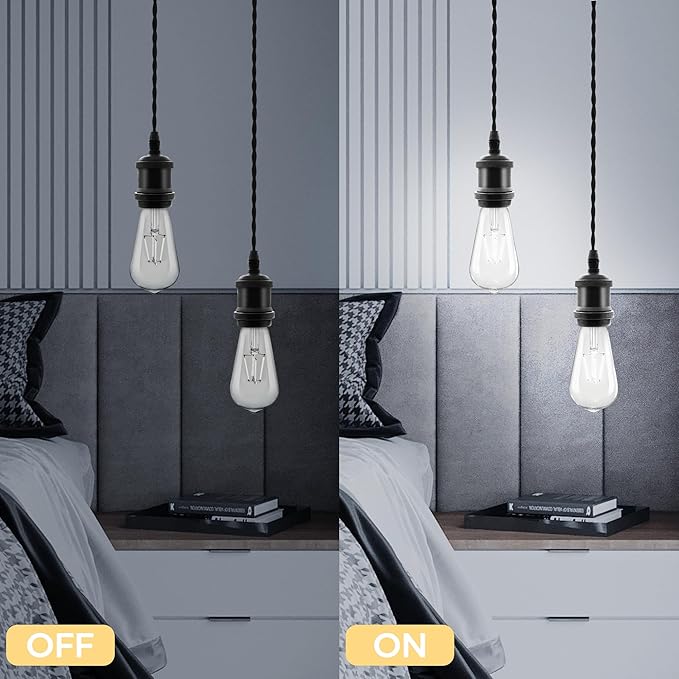 Universal H-Type Pendant Track Lights Kit with 6 Bulbs,6-Pack Black Track-Mounted Hanging Fixtures 4000K Natural Light Bulbs, E26 Socket for Kitchen Island and Dining Room