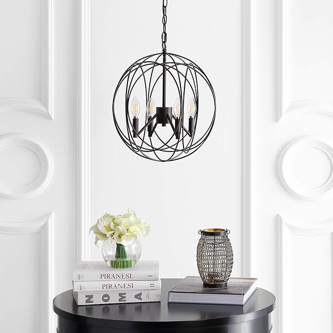 SAFAVIEH PND4055A Cason Adjustable Dark Grey 4-Light (LED Bulbs Included) Pendant