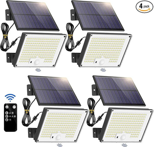 Gusicil Solar Lights for Outside, Motion Sensor Outdoor Lights, 4 Pack | 3 Modes Split Motion Sensor, Remote Control, Waterproof IP65, For Yard, Patio, Garden, Garage