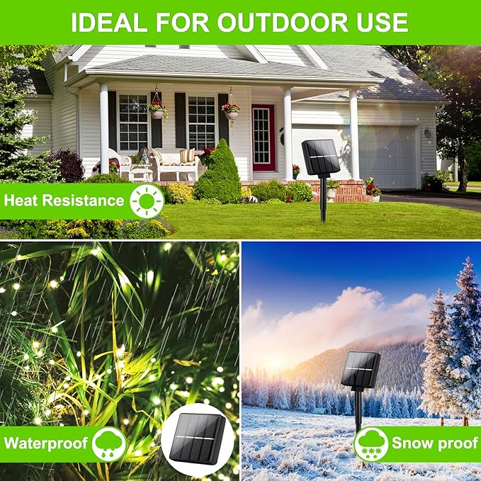 Brightever Solar String Lights Outdoor Waterproof, 2-Pack Total 80FT 200LED Solar Fairy Lights with 8 Lighting Modes, Solar Twinkle Lights for Patio Christmas Party Tree Yard Decoration (Warm White)