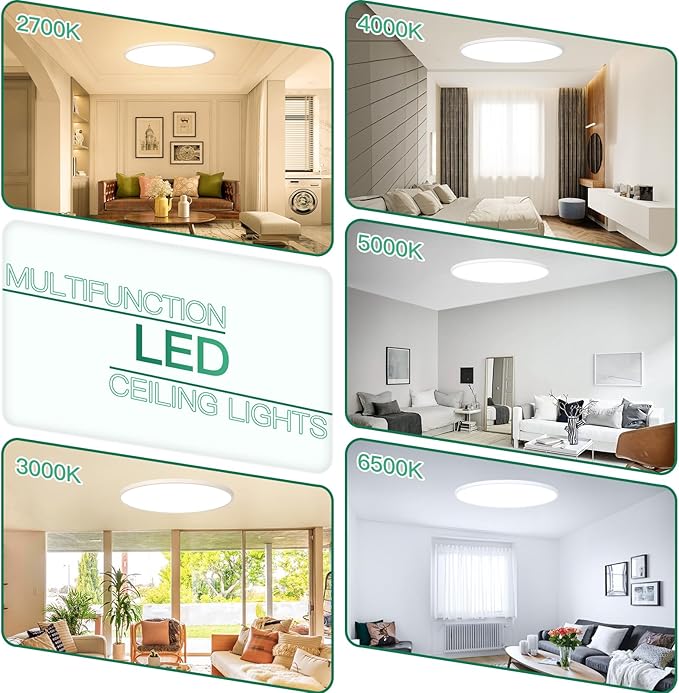 Brightever 19 Inch Large Flush Mount Ceiling Light Fixtures, 4200LM 420W Equivalent, 2700K-6500K Selectable, 0.67 Inch Extremely Thin 36W Modern Dimmable Flat LED Ceiling Lights for Bathroom, 1 Pack