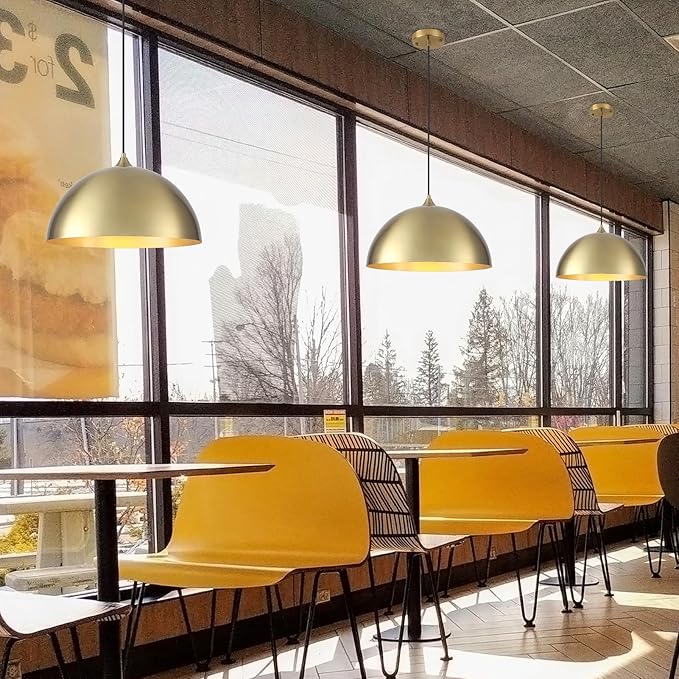 Gold Pendant Light 15.7", Modern Pendant Lights Kitchen Island, Large Farmhouse Hanging Lamp for Dining Room Bedroom Hallway Bar
