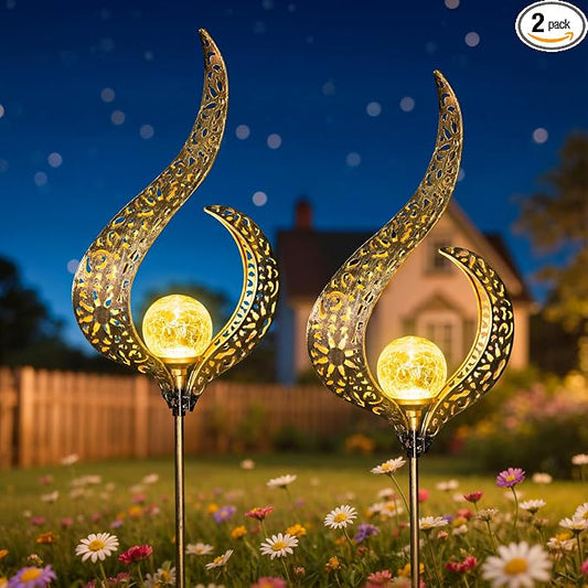 HOMEIMPRO Outdoor Solar Garden Lights Waterproof, Gifts for Mom Dad, Yard Art, Pathway, Lawn Ornaments, Outdoor Decor,Birthday Gifts for Wife Women (Bronze,2Pack)