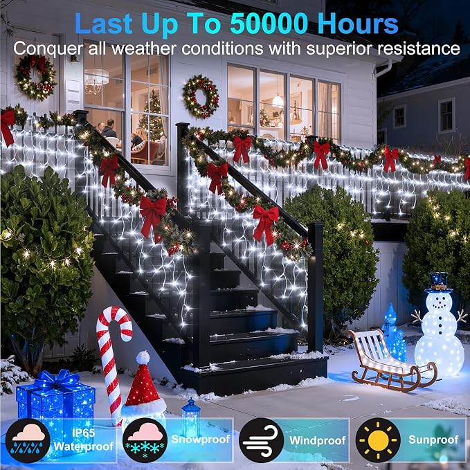 670 LED 66FT Christmas Lights with 148 Drops, 12 Modes Dimmable Cool White Outdoor Hanging Lights with Timer Memory, Waterproof Curtain Lights for Home Bedroom Indoor Tree Window Roof Fence Wedding
