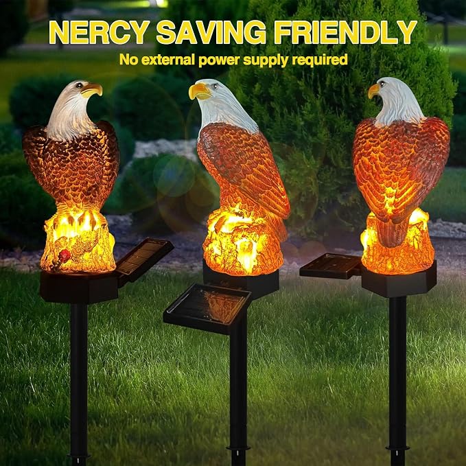 Eagle Solar Garden Lights - Outdoor Decor with LED Path Lights, Animal Statue Kitnish