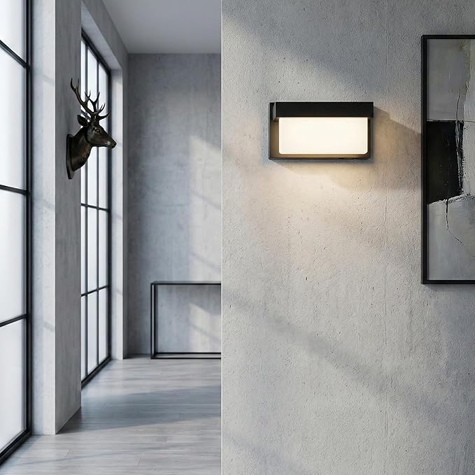 Battery Wall Sconce Black Wall Light with On/Off Switch 8 inch LED Wall Lamp Acrylic Lampshade 3CCT Sconce Wall Lighting