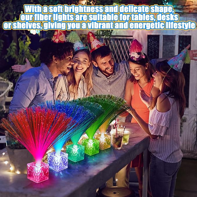 Amylove 8 Pcs Mini Fiber Optic Lamp Bulk LED Light Color Changing Table Centerpiece Glow in The Dark Party Favors Supplies for Wedding Graduation Birthday Disco Dance Decorations (9 Inch,Clear)