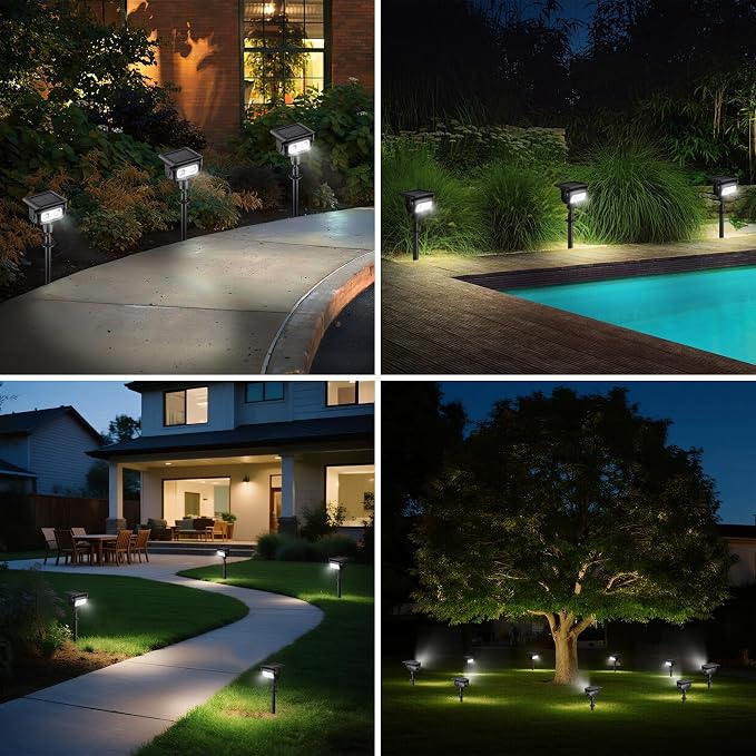 Solar Lights Outdoor, Motion Sensor Outdoor Solar Spotlights Waterproof, Outside Wall Lights, Outdoor Lights Solar Powered for Garden/Patio/Yard/Lawn/Backyard, Cold Light, 4 Packs