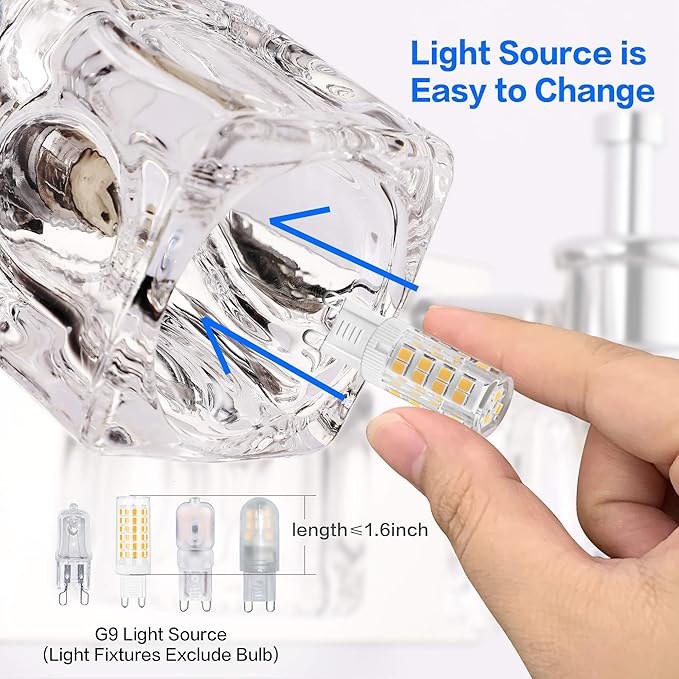PRESDE Crystal Bathroom Vanity Light Fixtures 5 Light Bathroom Light Fixtures Over Mirror Modern LED Chrome Bath Lighting