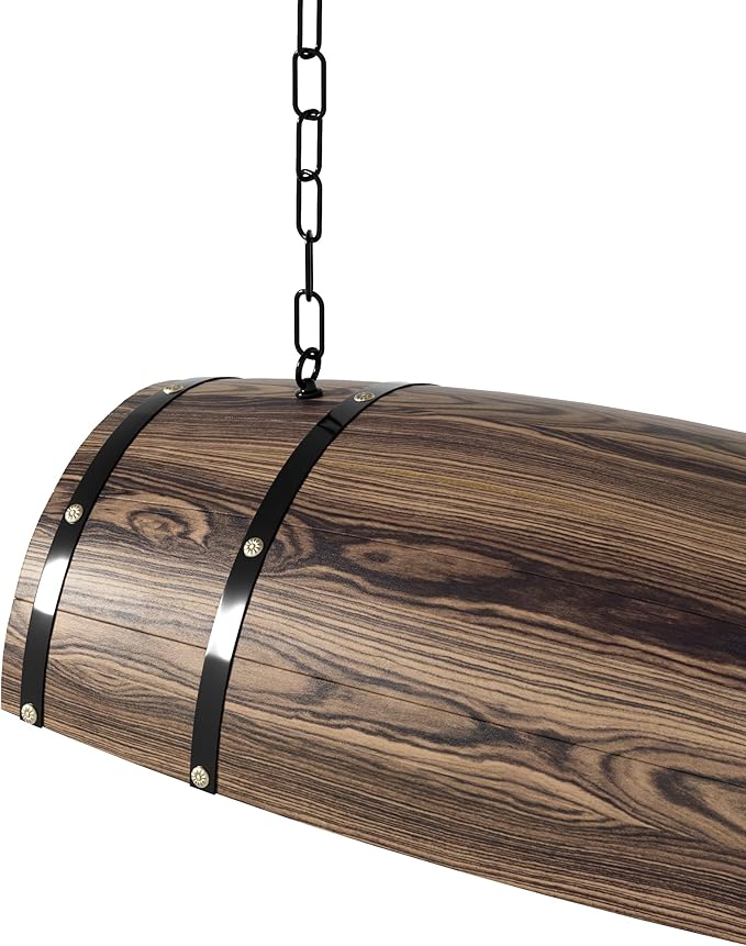 PakaLife Antique Wood Wine Barrel，Pool Table Light Fixture Pendant Lights Kitchen Island Hanging Rustic Bar Ceiling,Pool Table Light