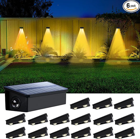 Solar Fence Lights Outdoor Waterproof LED Spot Lights, Warm White, Easy Install, Enhanced Security for Step, Wall, Deck, Patio, Yard, Stair, Walkway, Garden, Garage, Rail & Pool,DownSide-16Pack
