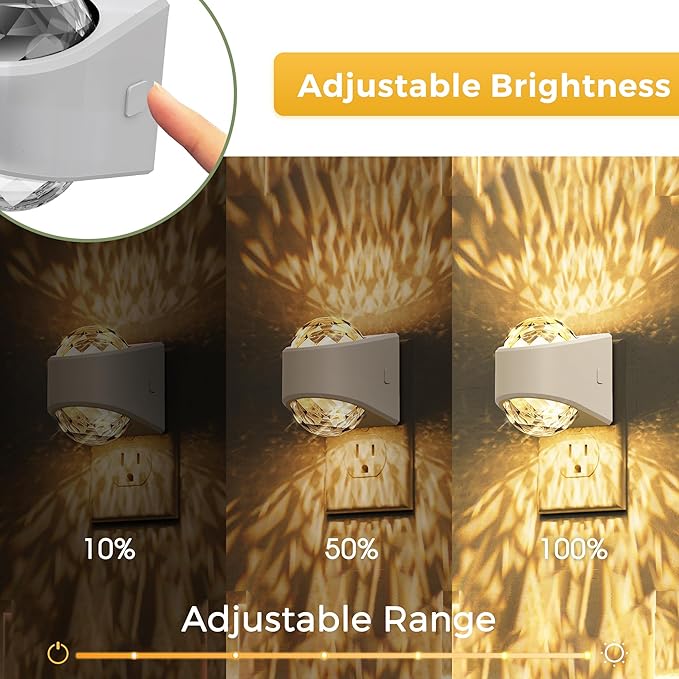 L LOHAS LED Projector Night Light, 2Pack Night Lights Plug into Wall with Dusk to Dawn Sensor,3000K Soft White Projector Nightlight for Kids Playroom Home Theater Party