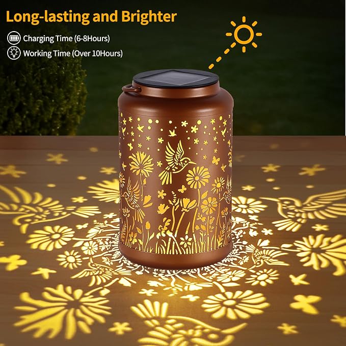 Solar Lanterns Outdoor Waterproof Hummingbird Solar Lights Outdoor Waterproof for Garden, Birthday Gifts for Women Mom Grandma, Garden Lights for Backyard, Patio Decor