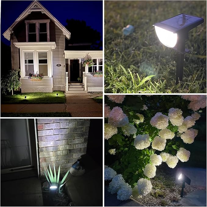 GKGG Solar Lights Outdoor Waterproof IP65, Solar Powered 76 LED 3 Lighting Modes Solar Spot Lights Outdoor for Yard Garden Landscape Pathway (Cool White, 4 Pack)