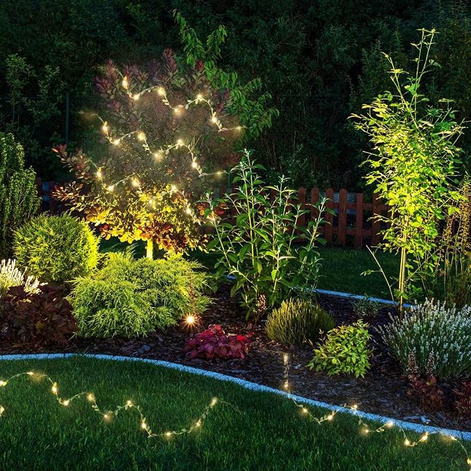 Uonlytech Gold Leaves String Light 100 LED Rattan Fairy Light Battery- Powered Copper Wire Light Window Curtain Haing Lamp for Indoor Outdoor Home Tree Garden Decor