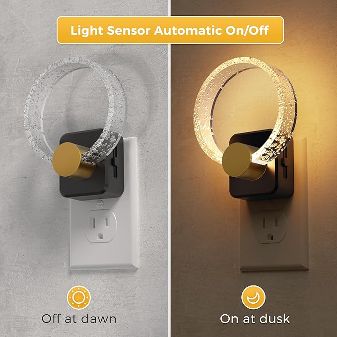 L LOHAS LED Night Lights Plug into Wall, Plug in Night Light with Light Sensor, 3000K Soft White, 0-100LM Brightness Adjustable, Bubble Nightlight for Bathroom Bedroom Hallway