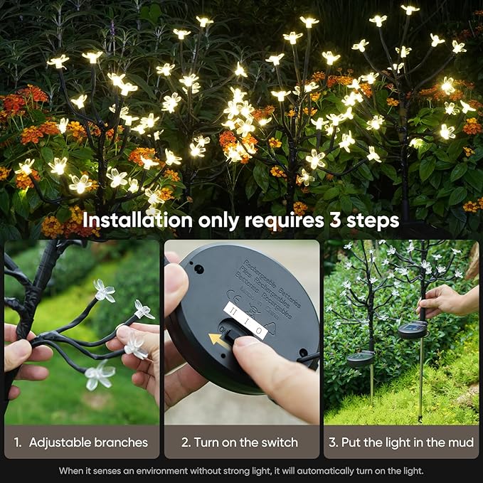 Solar Garden Lights Outdoor Waterproof,Garden Decor Solar Flowers For Outside Decorative,6Pack 2Modes Solar Powered Fairy Outdoor Decorations for Yard Patio Pathway, Gardening Gifts Mothers Day