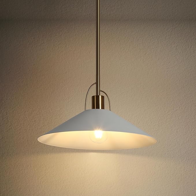 classy leaves Pendant Lights Kitchen Island, 14-Inch Gold and White Metal Pendant Light Fixtures, Modern Kitchen Pendant Lighting Over Island