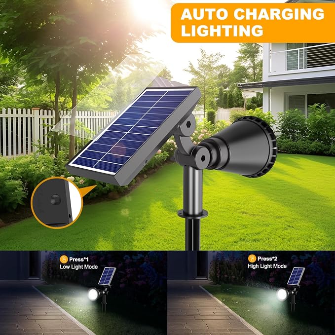 Solar Lights Outdoor Waterproof, 36 LEDs Adjustable Solar Spot Lights Outdoor, 2-in-1 Solar Powered Spotlight Landscape Lighting for Tree, Garden, Yard, Pathway- 3 Pack (Cool White)