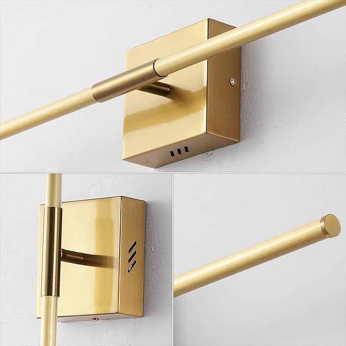 JONATHAN Y 28" Brass Gold Modern Dimmable Integrated LED Wall Sconce, Metal Vanity Light for Bathroom Mirror Bedroom Hallway, Sleek Hardwired Wall Lamp Fixture, 3000K (JYL7022B-SET2)