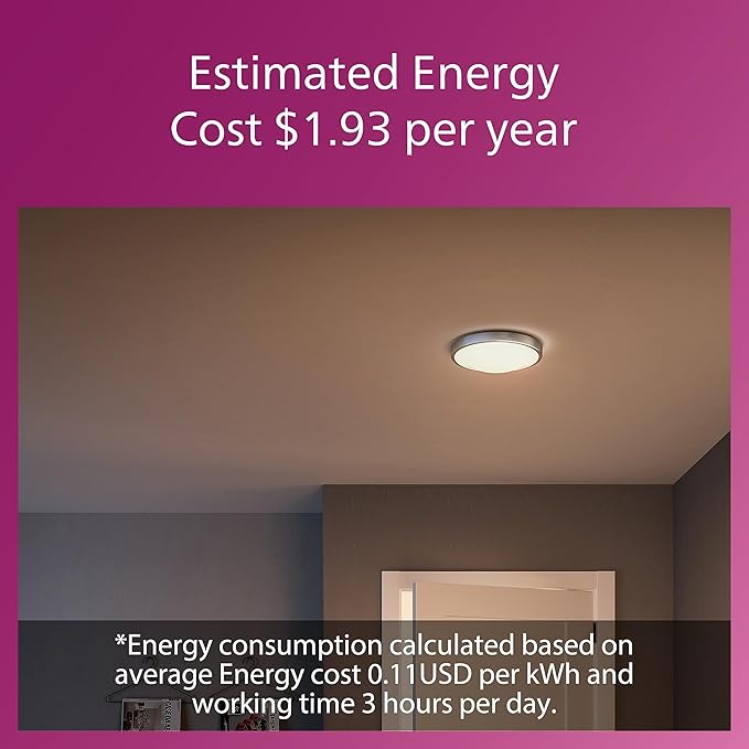 Philips LED 11" Flush Mount Ceiling Light 1-Pack, Selectable White Multi-CCT Brushed Nickel, 1200 Lumen (16W = 75W) Dimmable Ceiling Light, Frosted Flicker-Free, No Bulbs Required