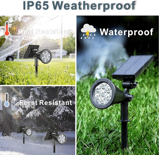 Solar Spotlights Outdoor, 7-LED Flag Pole Spot Lights, RGB Color Changing Solar Powered Landscape Flagpole Light, Dusk-to-Dawn Waterproof Ground Spotlight for Christmas Tree Yard Garden (Multicolored)