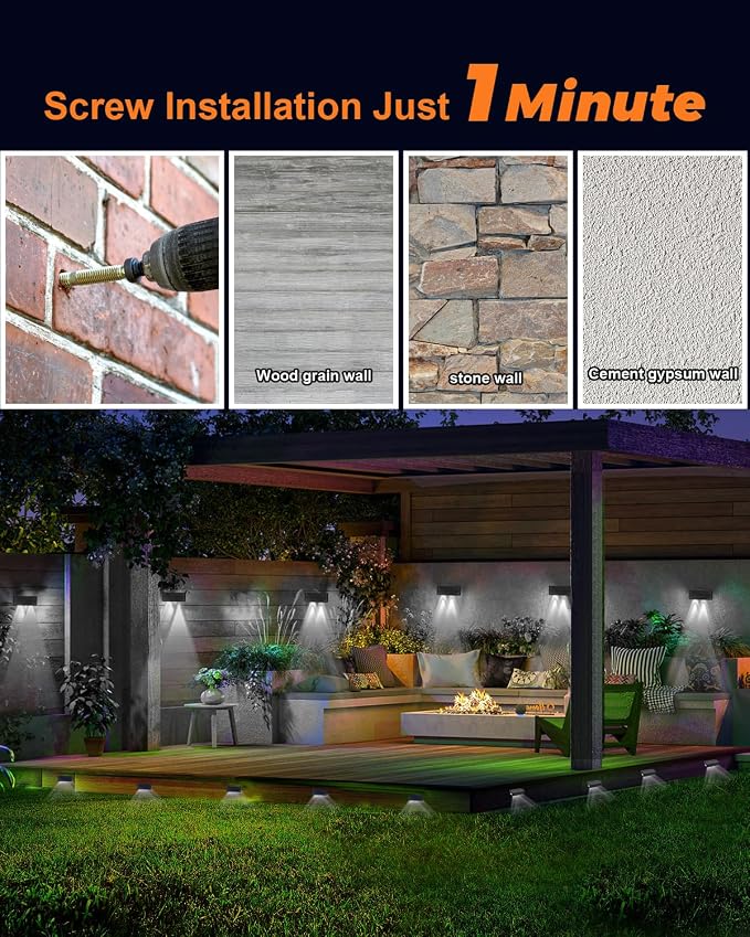 Solar Fence Lights Outdoor Waterproof LED Spot Lights, Cool White, Easy Install, Enhanced Security, for Step, Wall, Deck, Patio, Yard, Stair, Walkway, Garden, Garage, Rail, Pool, 12 Pack