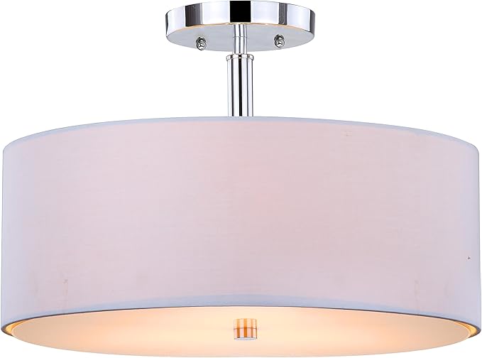 SAFAVIEH Lighting Collection Clara Chrome 16-inch Diameter Semi Flush Mount Ceiling Light Fixture (LED Bulbs Included)