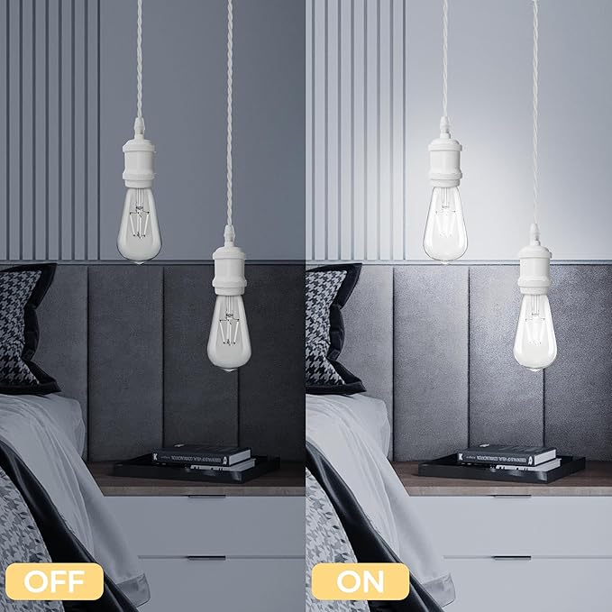 Universal H-Type Modern Pendant Track Lights Kit with 3 Bulbs,3-Pack White Track-Mounted Hanging Fixtures 4000K Natural Light Bulbs, E26 Socket for Kitchen Island and Dining Room