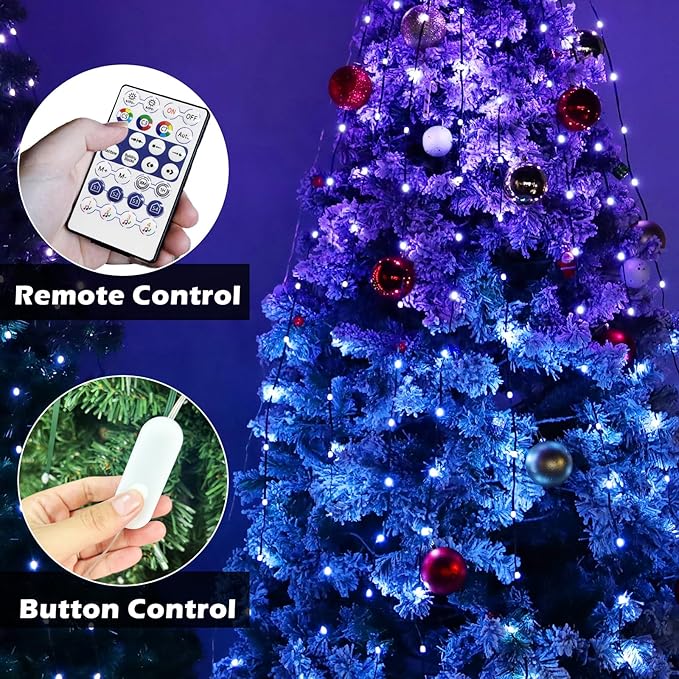 ROSE ME 200 LED Christmas Tree Lights, 6.6ft x 10 String Christmas Lights for Tree, Indoor & Outdoor, with App & Remote Control, Multicolor, DIY Modes, Music Sync, Waterproof, Easy Installation