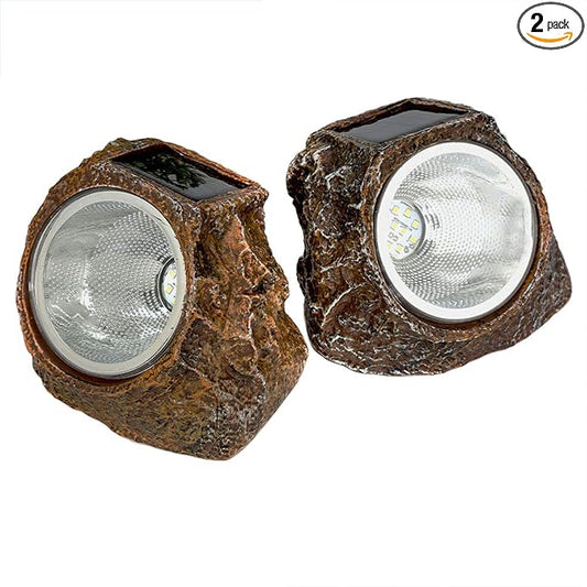 EiGreen Solar Garden Rock Lights Outdoor, 2 Pack 10 LED Waterproof Solar Powered Rock Light，Yard Landscaping Spotlights, for Indoor and Outdoor Decoration