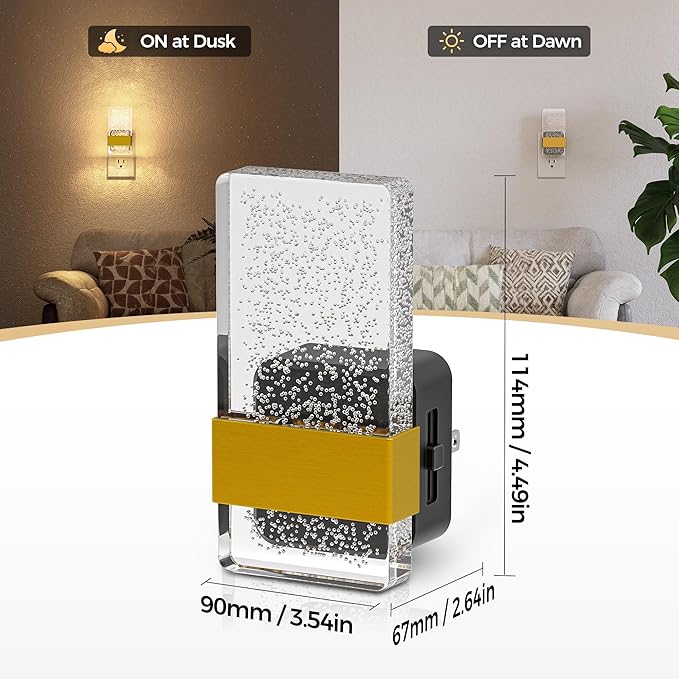 DORESshop LED Night Lights Plug Into Wall [2 Pack], 0-100LM Dimmable Nightlight, Bubble Decorative Night Light with Dusk-to-Dawn Sensor, Wall Sconce-Style Design Nightlights for Bathroom, Hallway,Gift