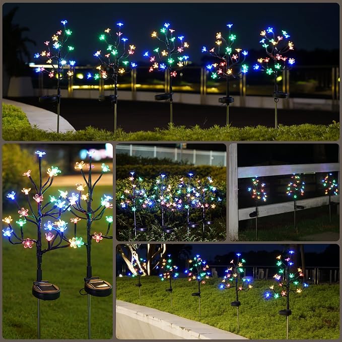 Solar Garden Lights Outdoor Waterproof,Garden Decor Solar Flowers For Outside Decorative,4Pack 2Modes Solar Powered Fairy Outdoor Decorations for Yard Patio Pathway, Gardening Gifts Mothers Day