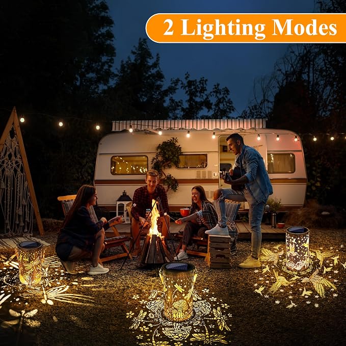 Toodour Solar Lantern Outdoor, Garden Gifts for Mom Grandma Women Hanging Solar Outdoor Lights Waterproof, Hollow Out Retro Metal Dragonfly Lights for Patio, Balcony, Walkway, Yard Decorations