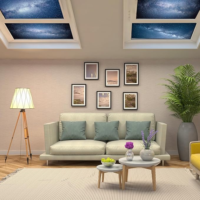 8 Pcs Fluorescent Light Covers with 80 Magnets Decorative for Classroom Ceiling Light 4 x 2 Feet Magnetic Light Covers Filter Easy Install for Office Hospitals & Home Drop Ceiling Supplies (Galaxy)