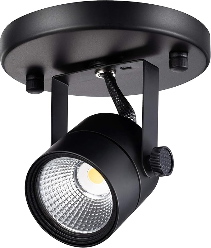 CLOUDY BAY LED Flush Mount Ceiling Spot Light,CRI90+ 8W 600lm 3000K Warm White Dimmable,Adjustable Tilt Angle Ceiling Light Fixture,Black