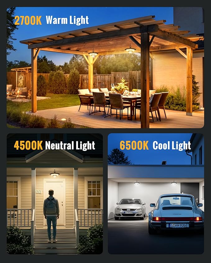 Solar Indoor Outdoor Shed Light with 4000LM, Upgrade 228 LED Solar Pendant Light Daytime Available with Motion Sensors 3 Color Temperature Remote Control for Gazebo,Shed, Garage, Barn