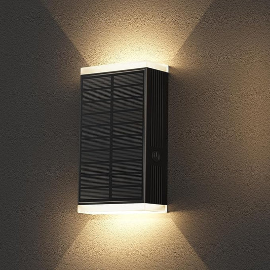 Solar Wall Light Outdoor,3000/4500/6000K/RGB 13 Modes Dusk to Dawn Wall Lighting Solar Sconce Lights IP67 Waterproof Up and Down Solar Lights Outdoor for House, Yard ,Garage, Porch,Fence,Patio(1PCS)