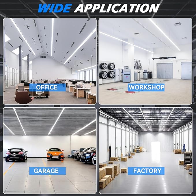 SHOPLED 8FT Shop Light 100W 15000LM 6500K | 12-Pack Linkable V-Shape Led Shop Light | Plug & Play T8 Tube Lights for Garage, Warehouse, Basement | Ultra Bright Energy-Saving ETL (5000K, 12 Pack)