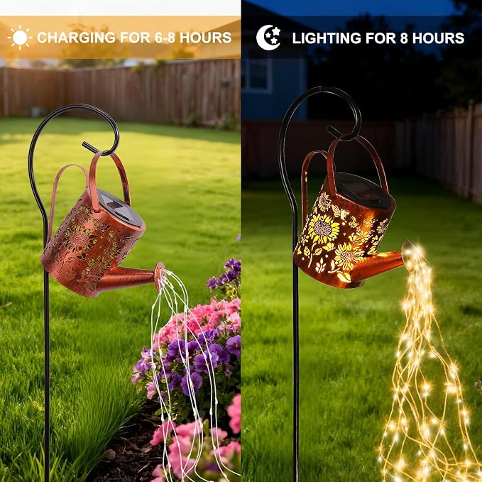 ZKLiLi Sunflowers Solar Lights Outdoor Garden Sunflower Gifts, Gardening Gifts, Solar Watering Can Lantern for Garden, Patio, Yard, Pathway Lantern Plant Decoration